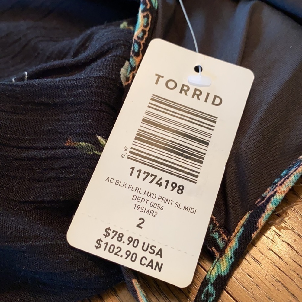 Torrid BLACK FLORAL MIXED PRINT MIDI DRESS - Picture 12 of 12